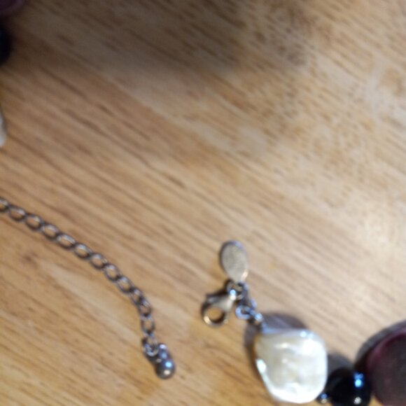 VINTAGE Sign Donna Dressler 925 Sterling Silver , MOP , Blk ONYX & Mr NECKLACE - Picture 4 of 7